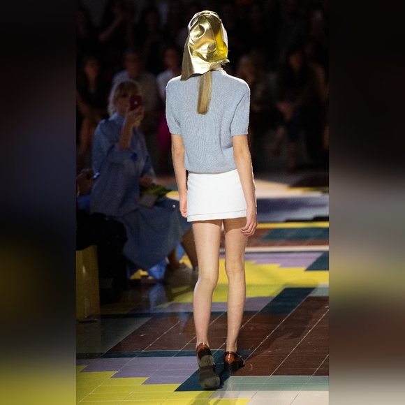 20. NWT PRADA ASYMMETRIC WRAP-EFFECT COTTON-BLEND MINI SKIRT - Picture 4 of 10